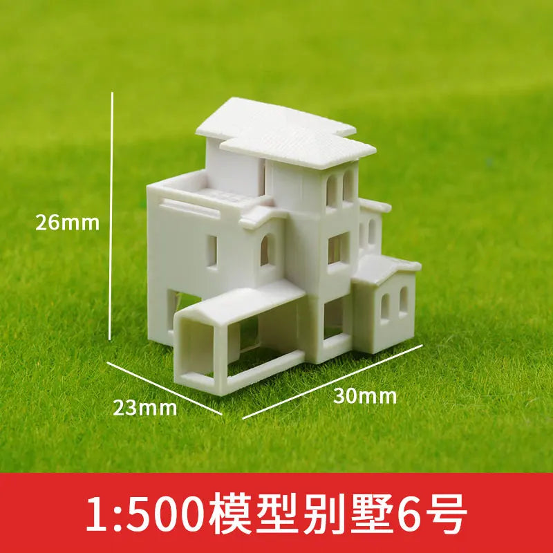 2Pcs Miniature House Miniature City Scenery 1/500 1/800 HO Scale Model Train OO Gauge Railway Accessories Model Building Diorama