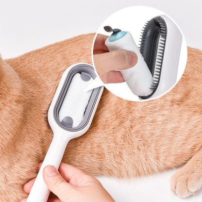 Double Sided Hair Removal Brushes for Cat Dog Pet Grooming Comb with Wipes Kitten Brush Gato Accesorios Artículos Para Mascotas